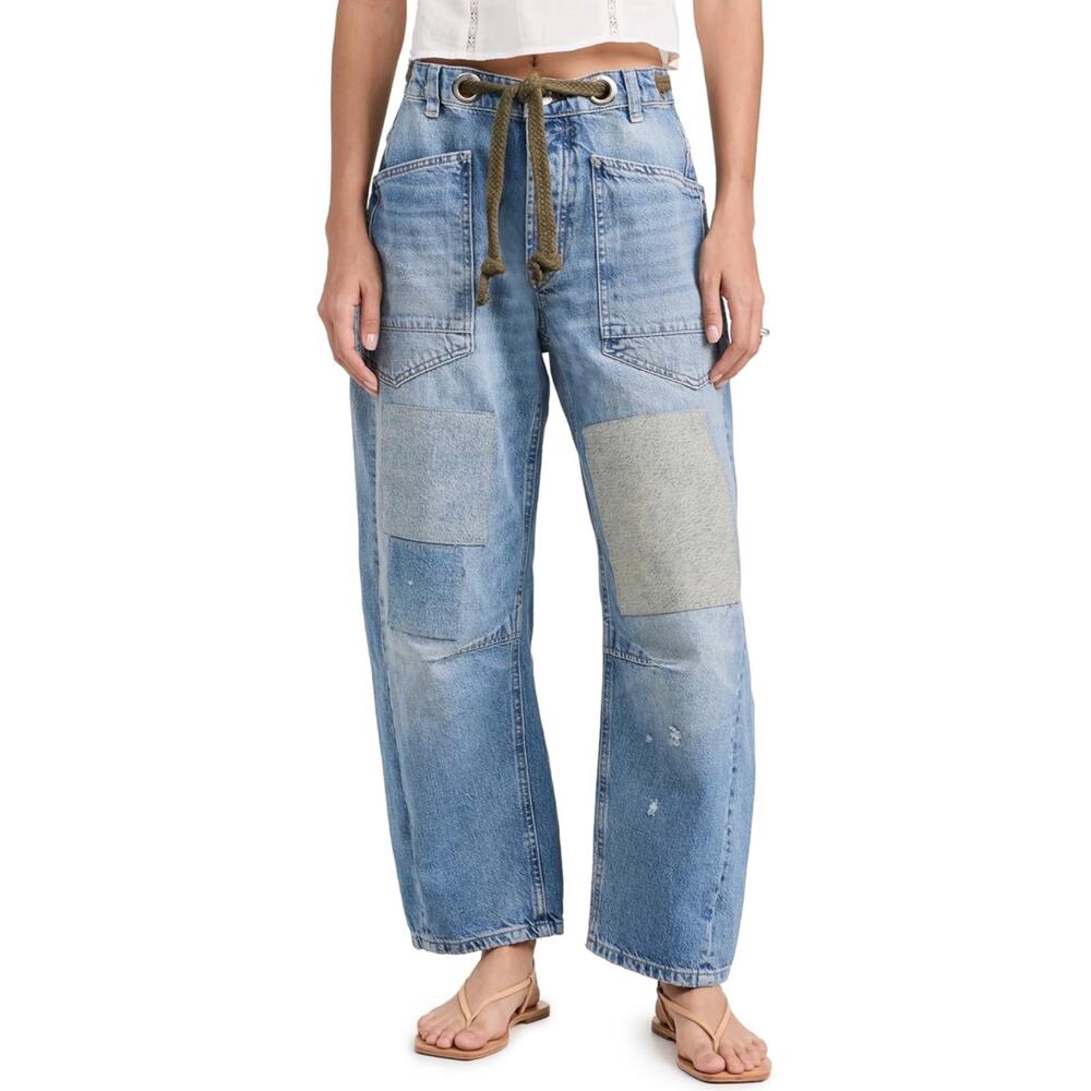 Free People Women's Moxie Pull-On Barrel Jeans 32